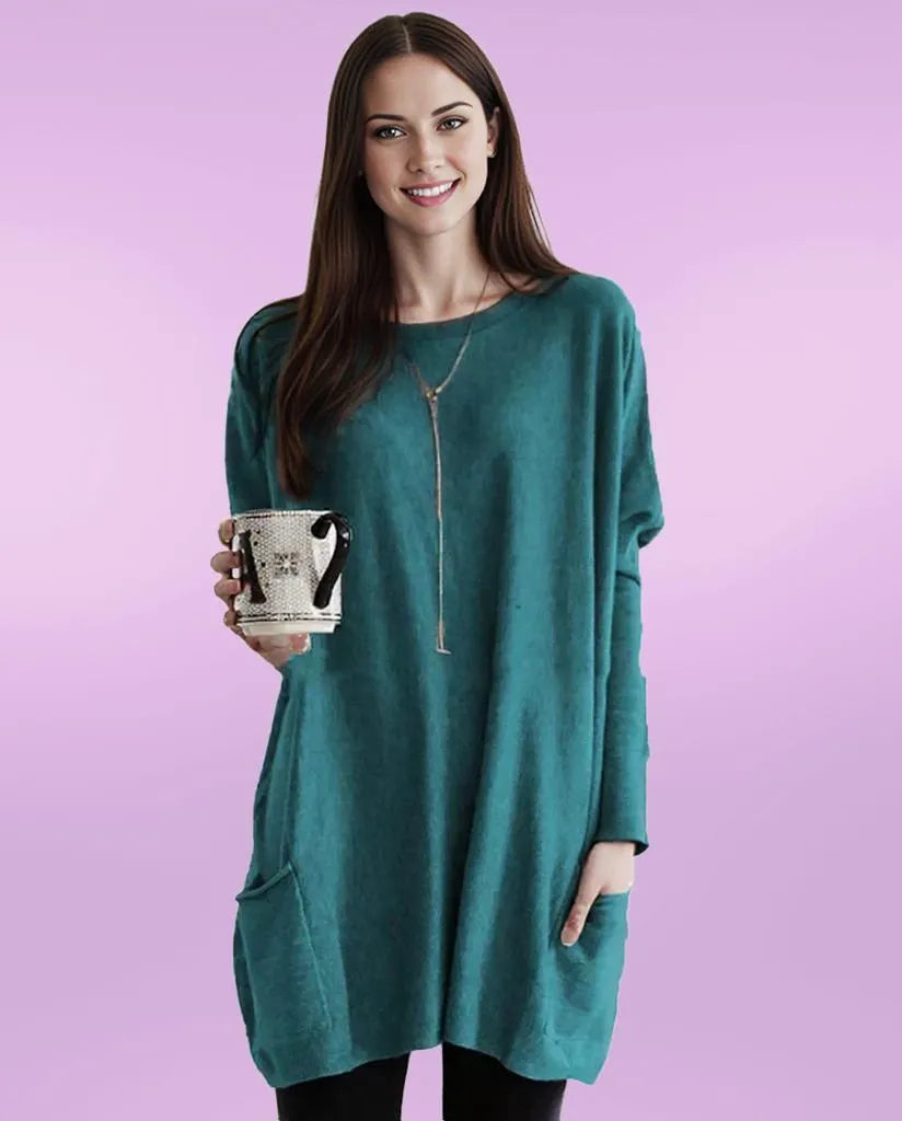 Phoebe | Comfortable Long Sweater with Pockets for Effortless Casual Chic