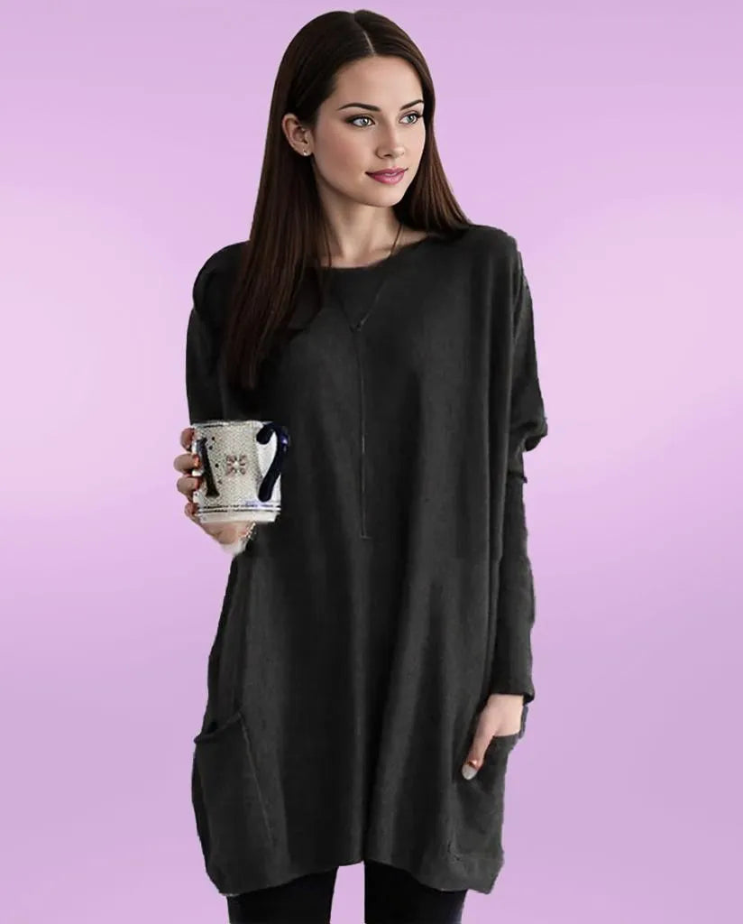 Phoebe | Comfortable Long Sweater with Pockets for Effortless Casual Chic