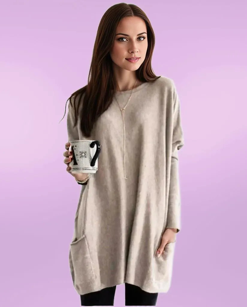 Phoebe | Comfortable Long Sweater with Pockets for Effortless Casual Chic