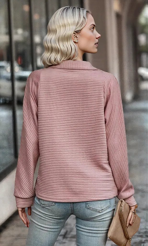 Ella | Women's Textured Quarter-Zip Sweater