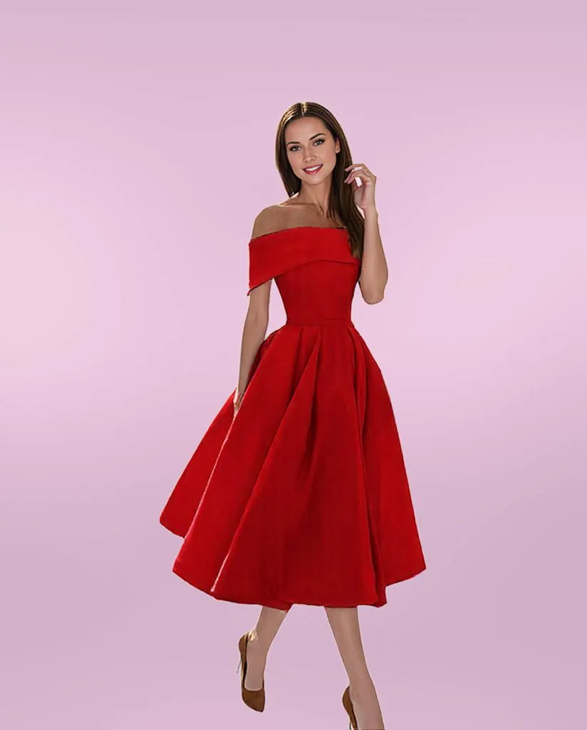 Women's Off-Shoulder Elegant Flare Dress | Midi