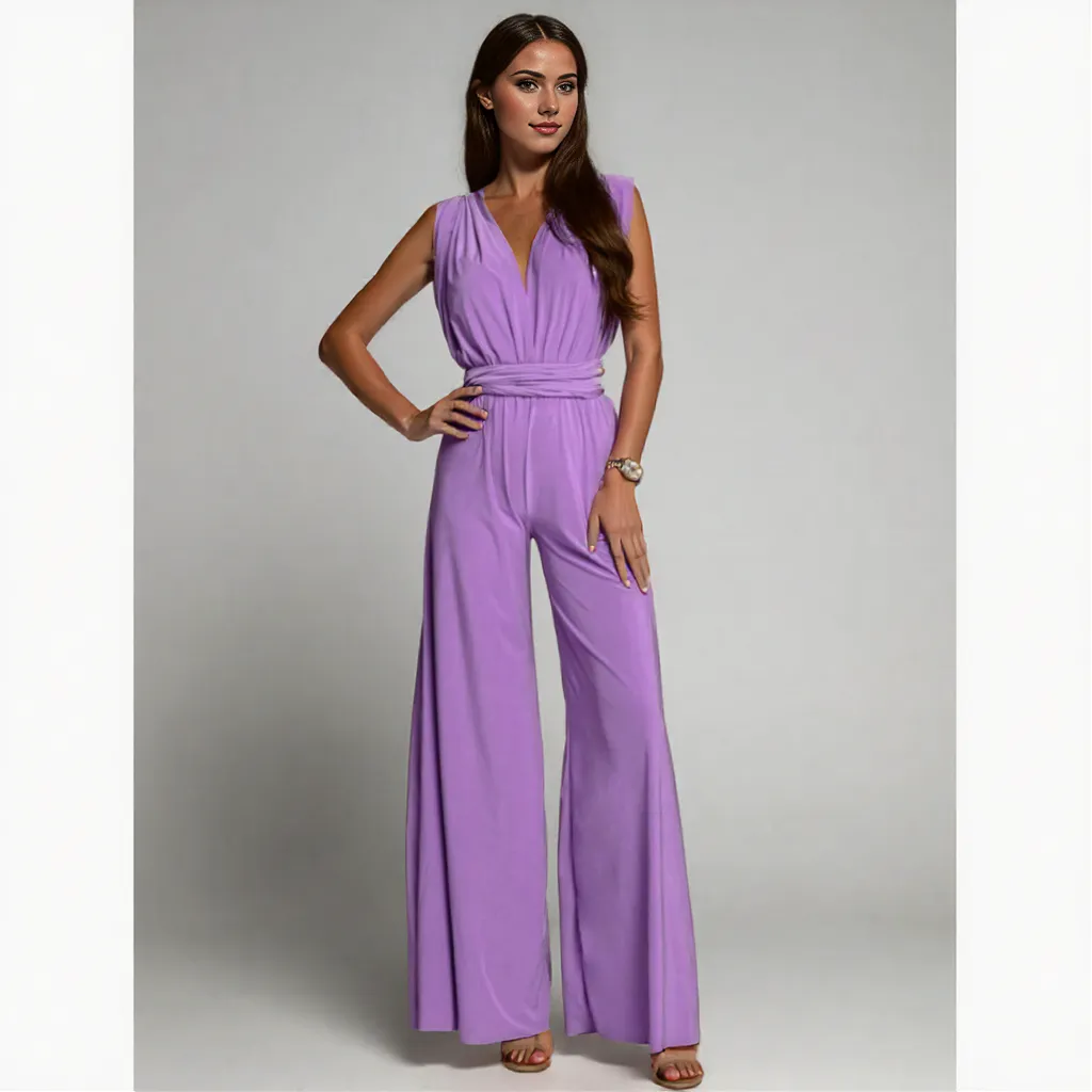 Daisy | Elegant Sleeveless Wide-Leg Jumpsuit for Women | Wrap Waist Design