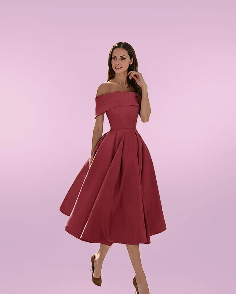 Women's Off-Shoulder Elegant Flare Dress | Midi