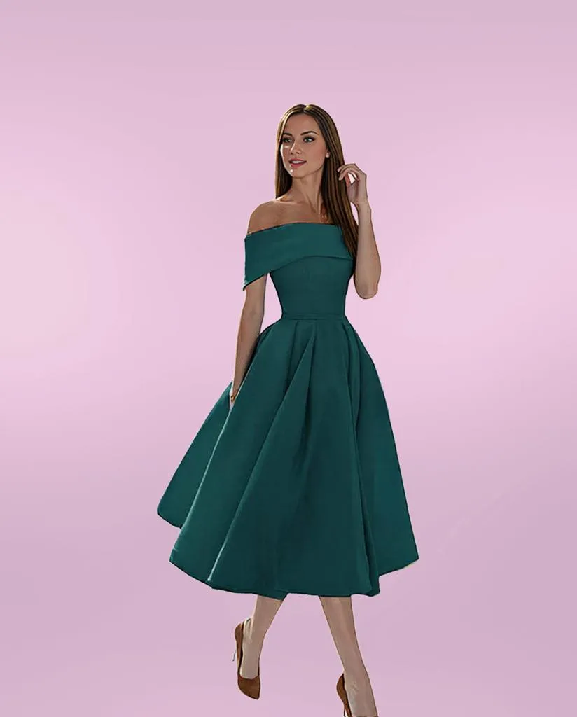 Women's Off-Shoulder Elegant Flare Dress | Midi