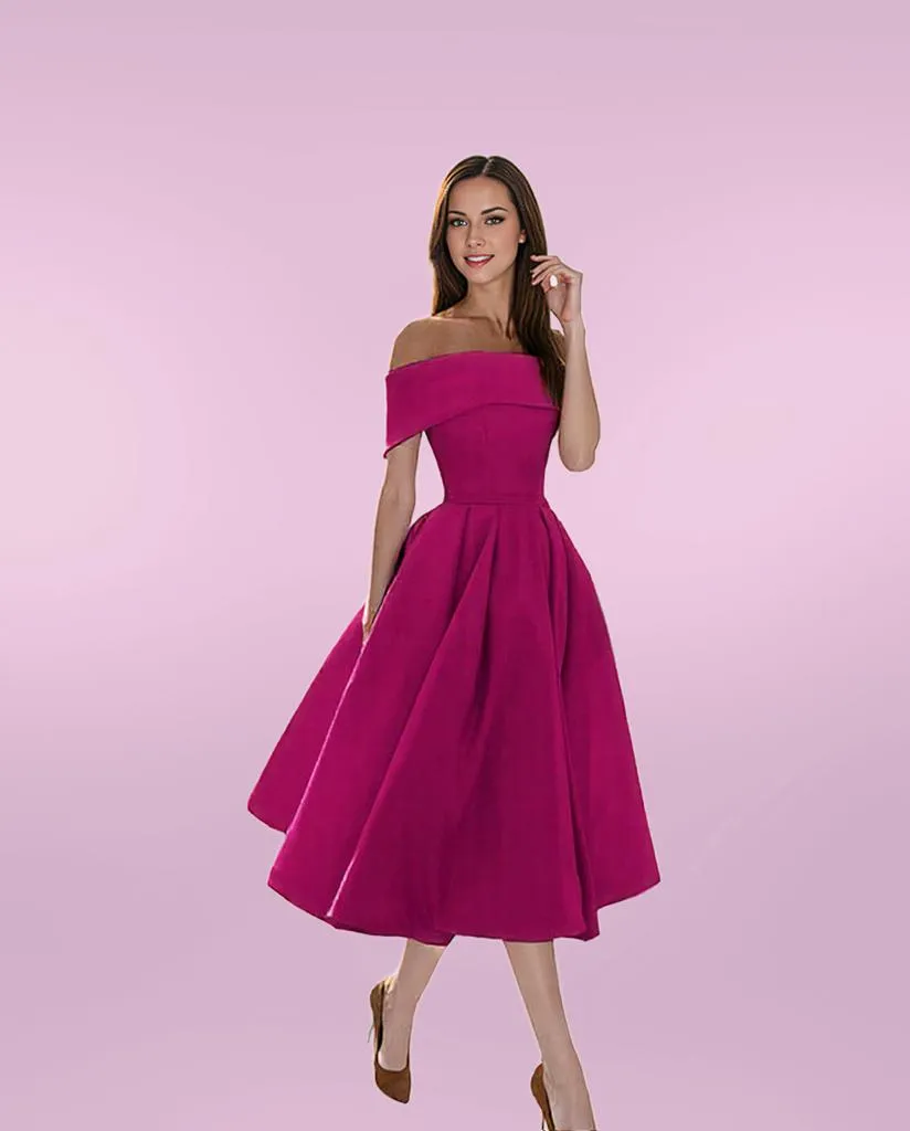 Women's Off-Shoulder Elegant Flare Dress | Midi