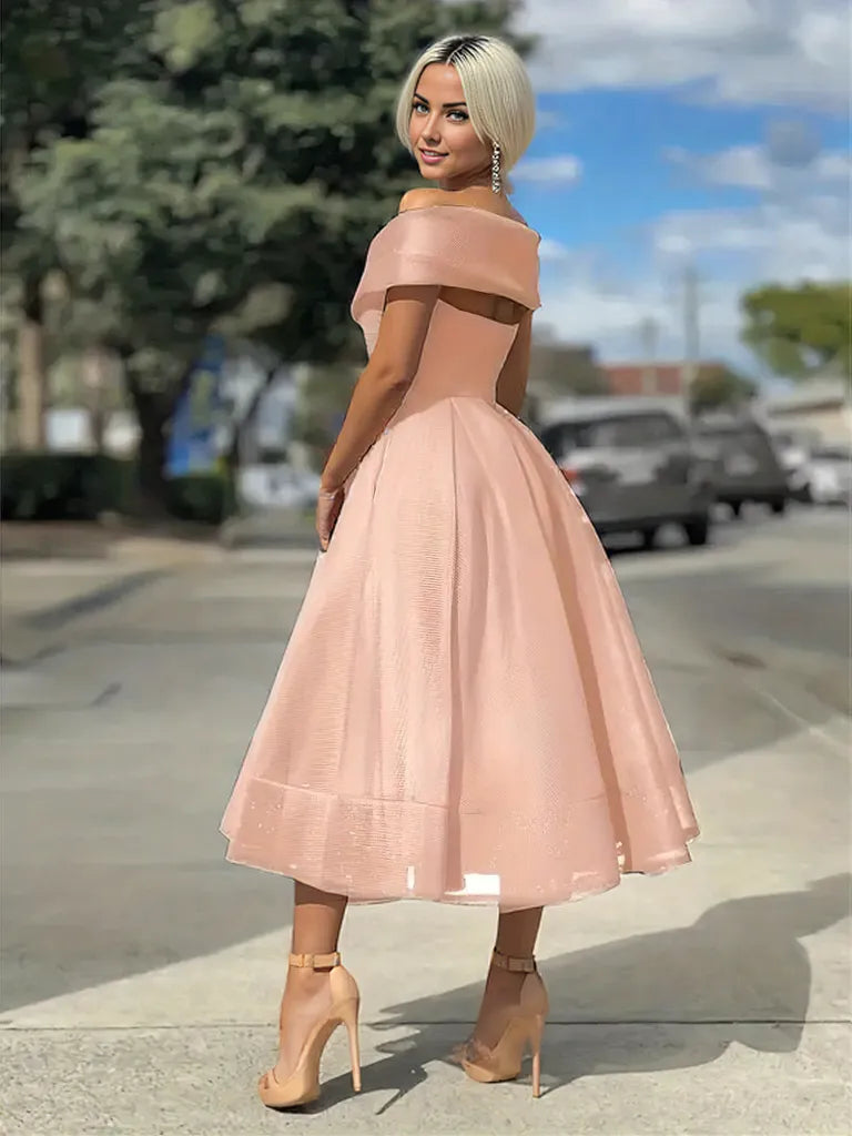 Elegant Off-Shoulder Midi Dress for Women