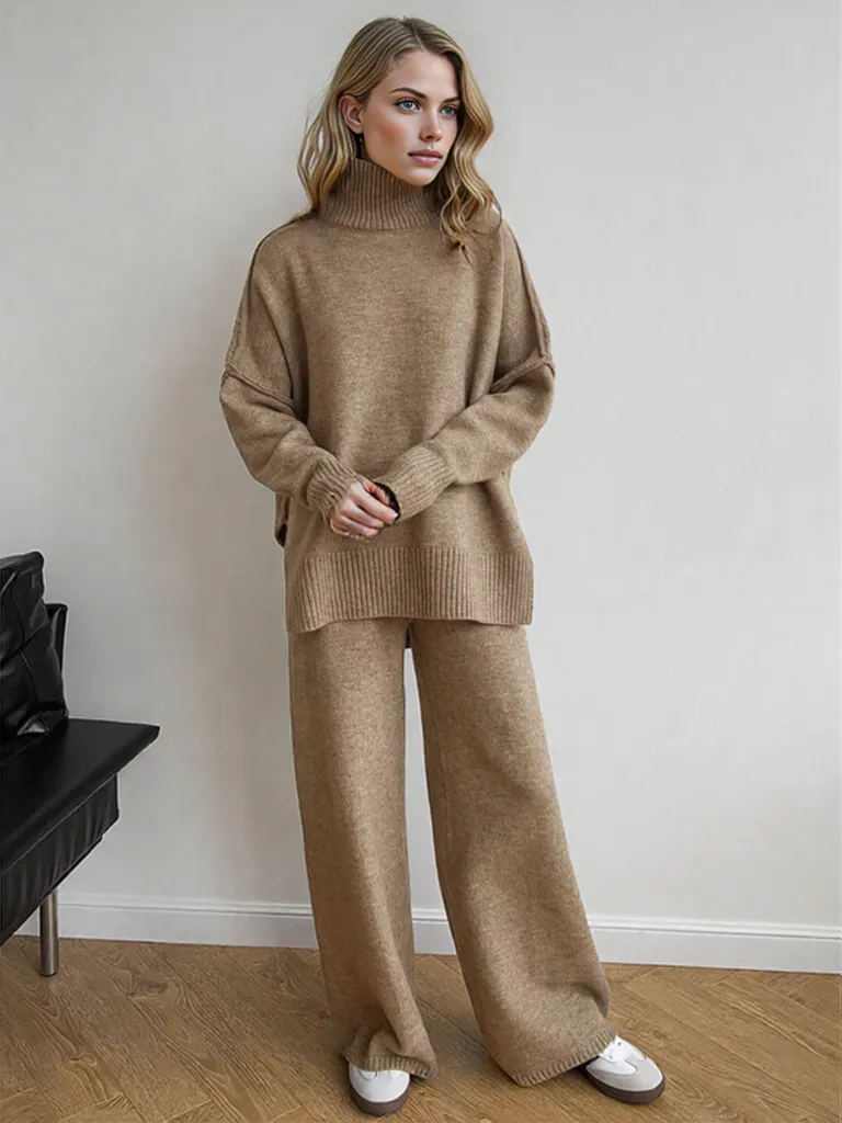 Yasmine | Women's Turtleneck Knit Pants Set