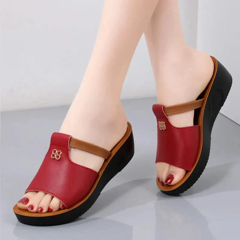 Women's Comfortable Open-Toe Platform Wedge Sandals - Casual Style