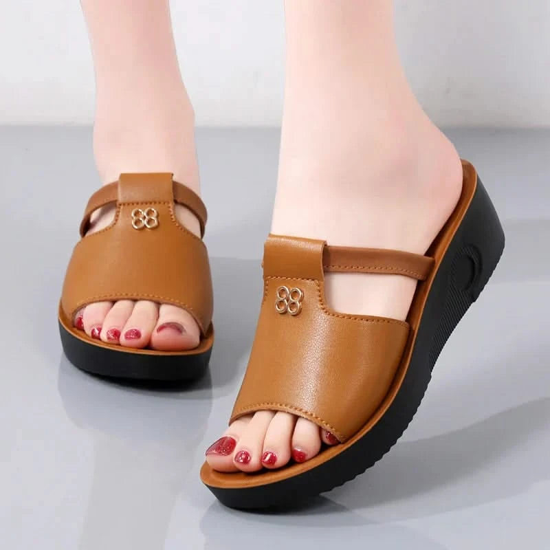 Women's Comfortable Open-Toe Platform Wedge Sandals - Casual Style