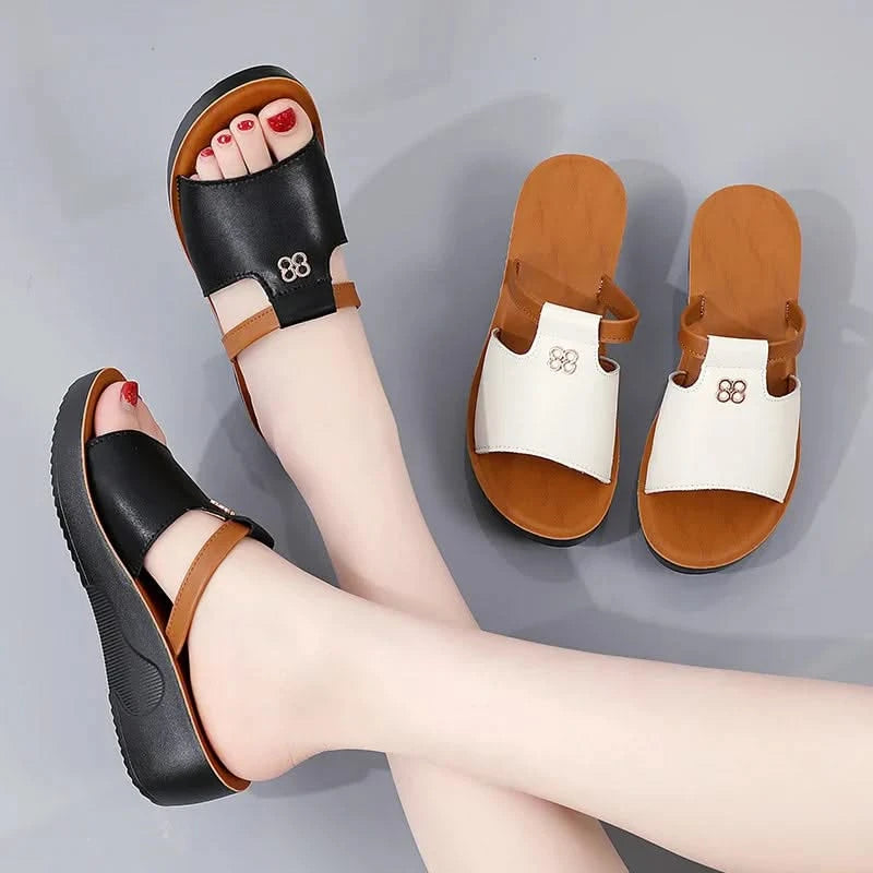 Women's Comfortable Open-Toe Platform Wedge Sandals - Casual Style