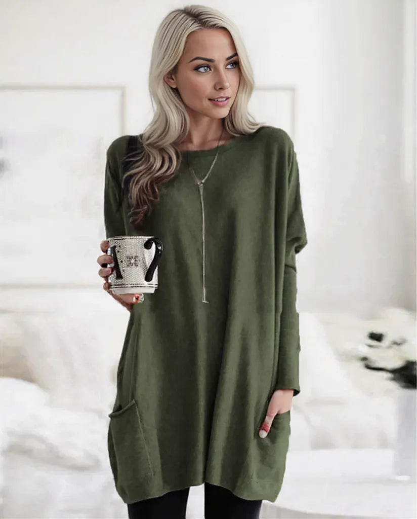 Phoebe | Comfortable Long Sweater with Pockets for Effortless Casual Chic