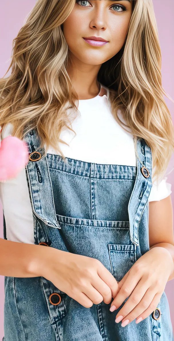 Relaxed Fit Ripped Denim Overalls