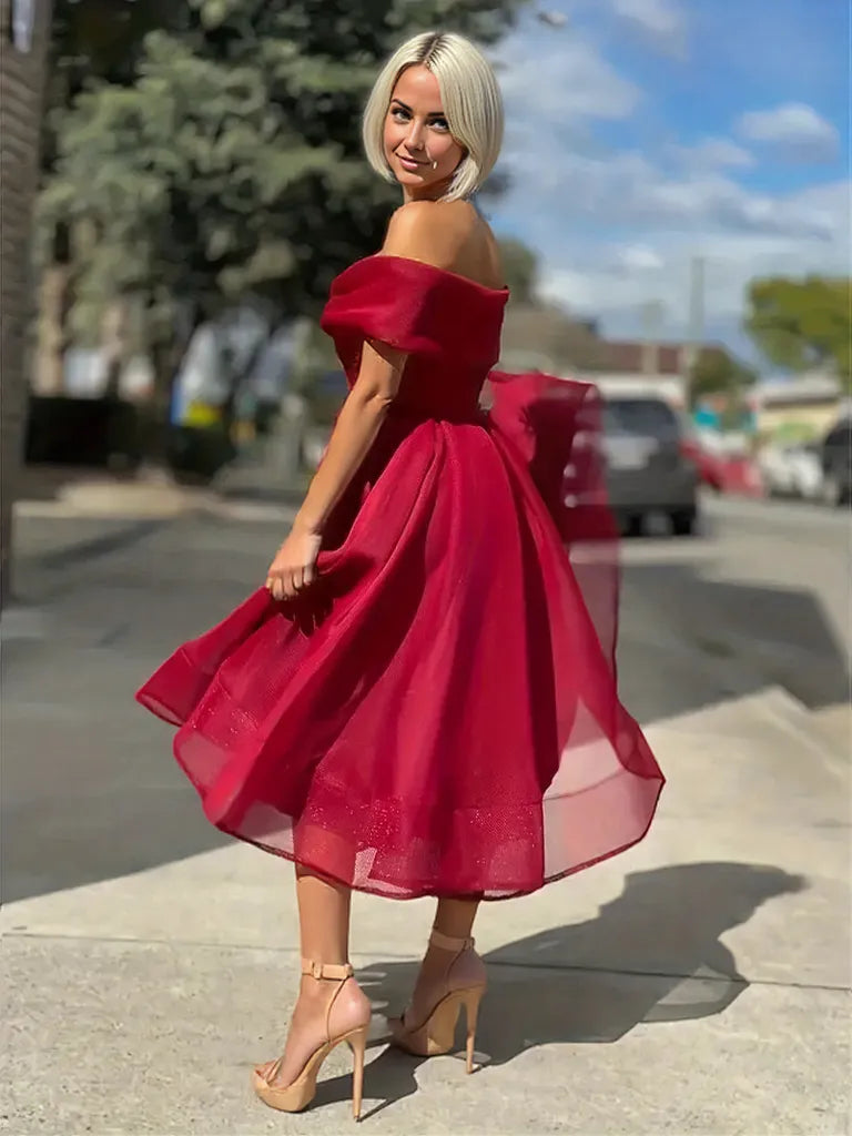 Elegant Off-Shoulder Midi Dress for Women