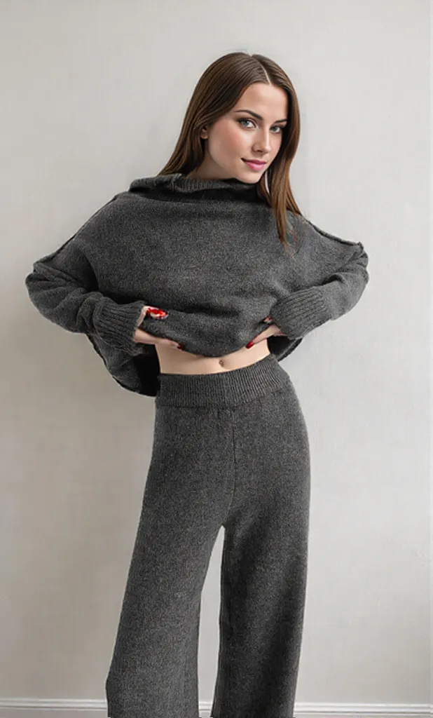 Yasmine | Women's Turtleneck Knit Pants Set