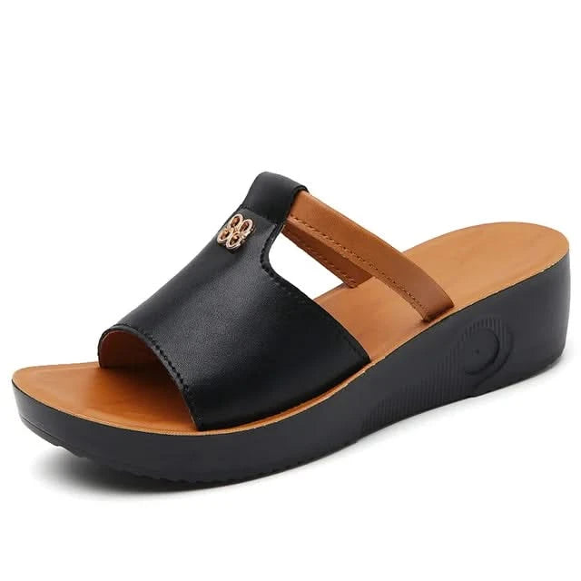 Women's Comfortable Open-Toe Platform Wedge Sandals - Casual Style