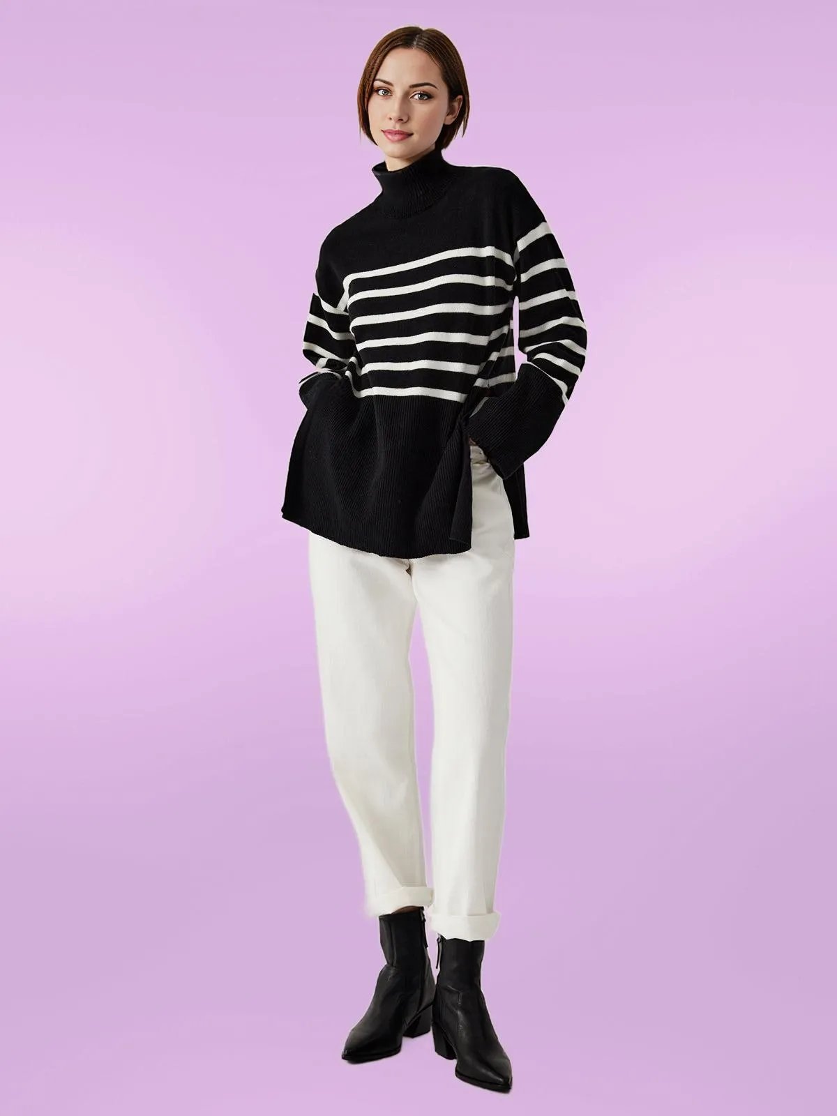 Parisian Chic: Women's Striped Sweater for Effortless Style