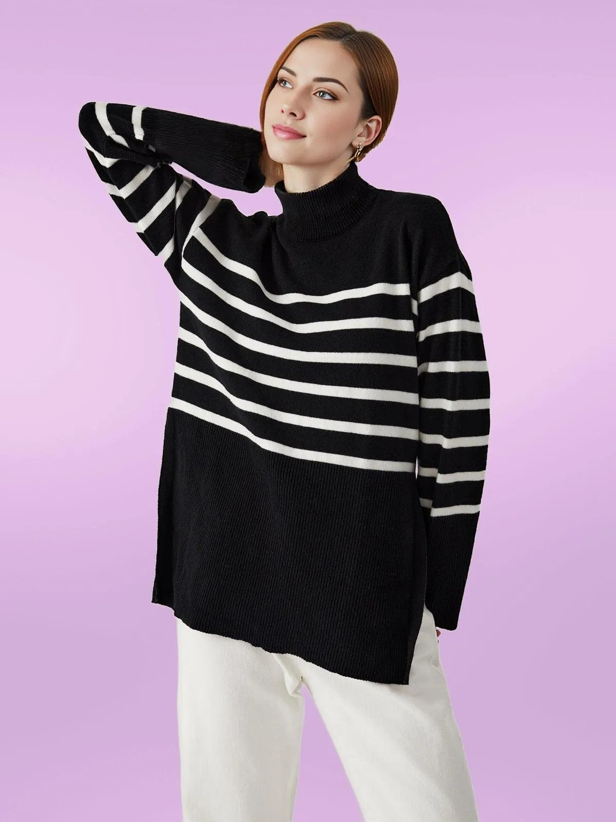 Parisian Chic: Women's Striped Sweater for Effortless Style