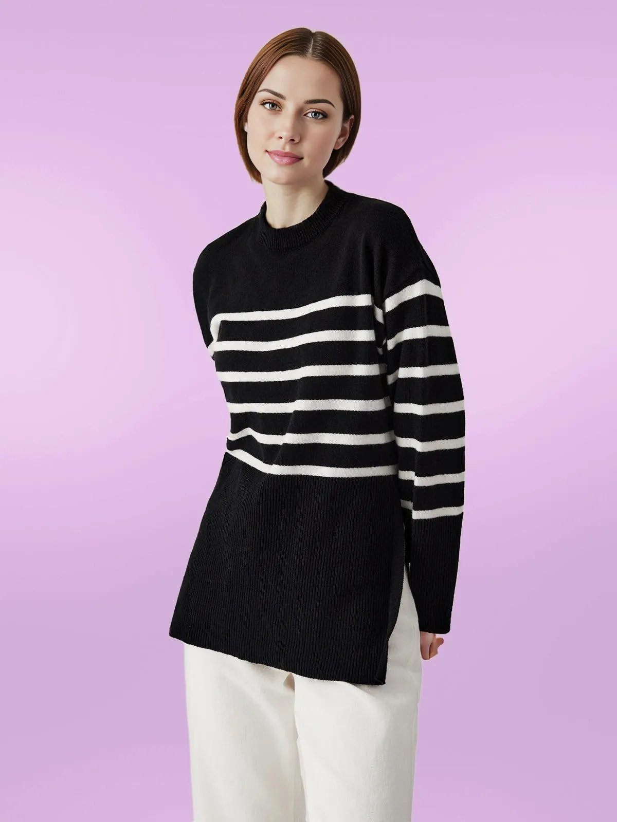 Parisian Chic: Women's Striped Sweater for Effortless Style