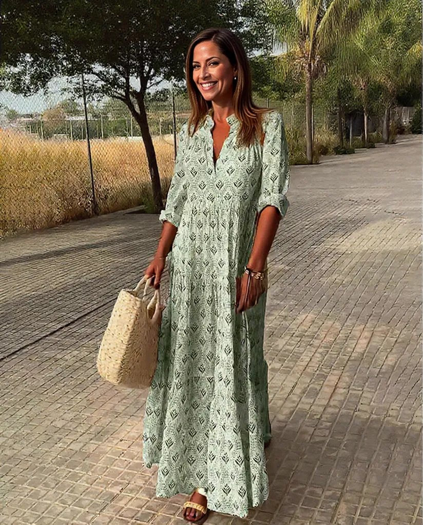 Lucy | Women's Bohemian Maxi Dress with Long Sleeves