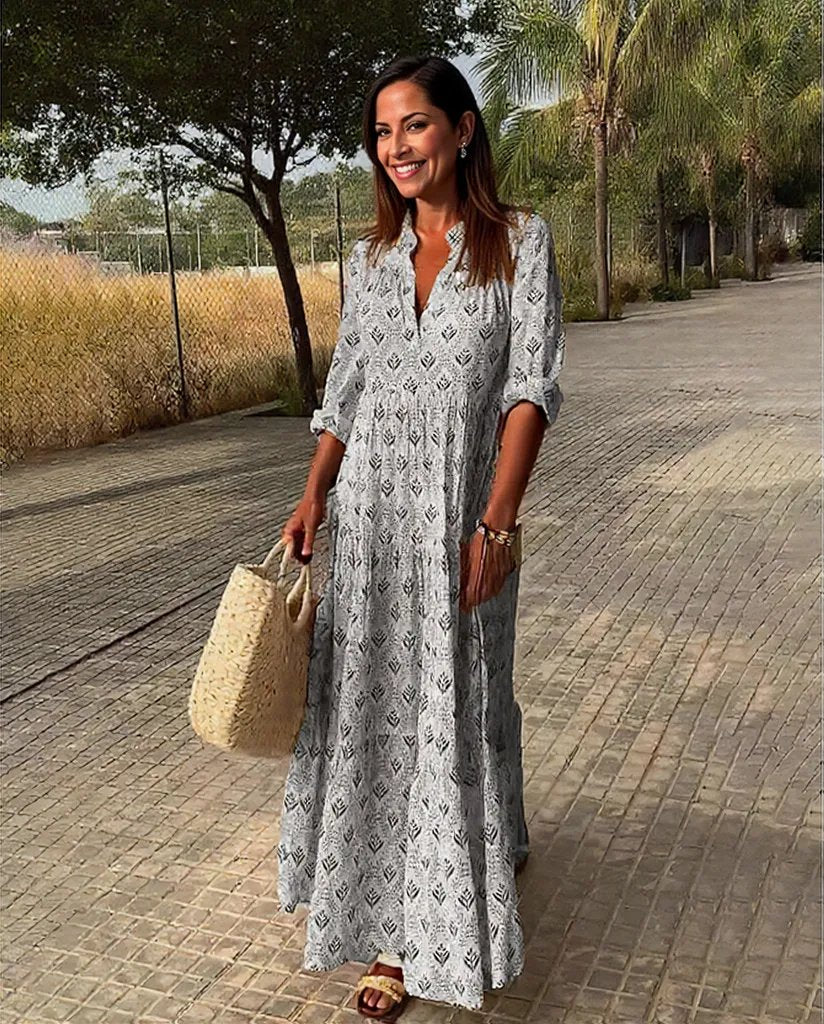 Lucy | Women's Bohemian Maxi Dress with Long Sleeves