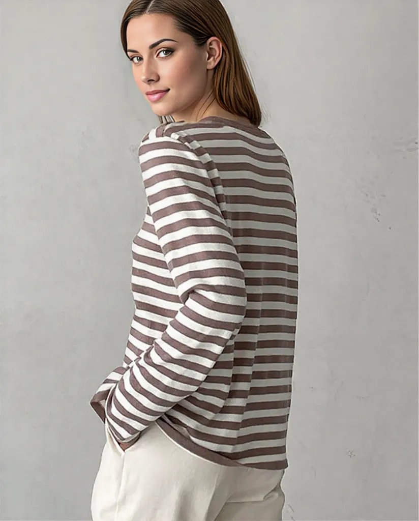 Sabrina | Effortlessly Stylish Striped Long Sleeve Top