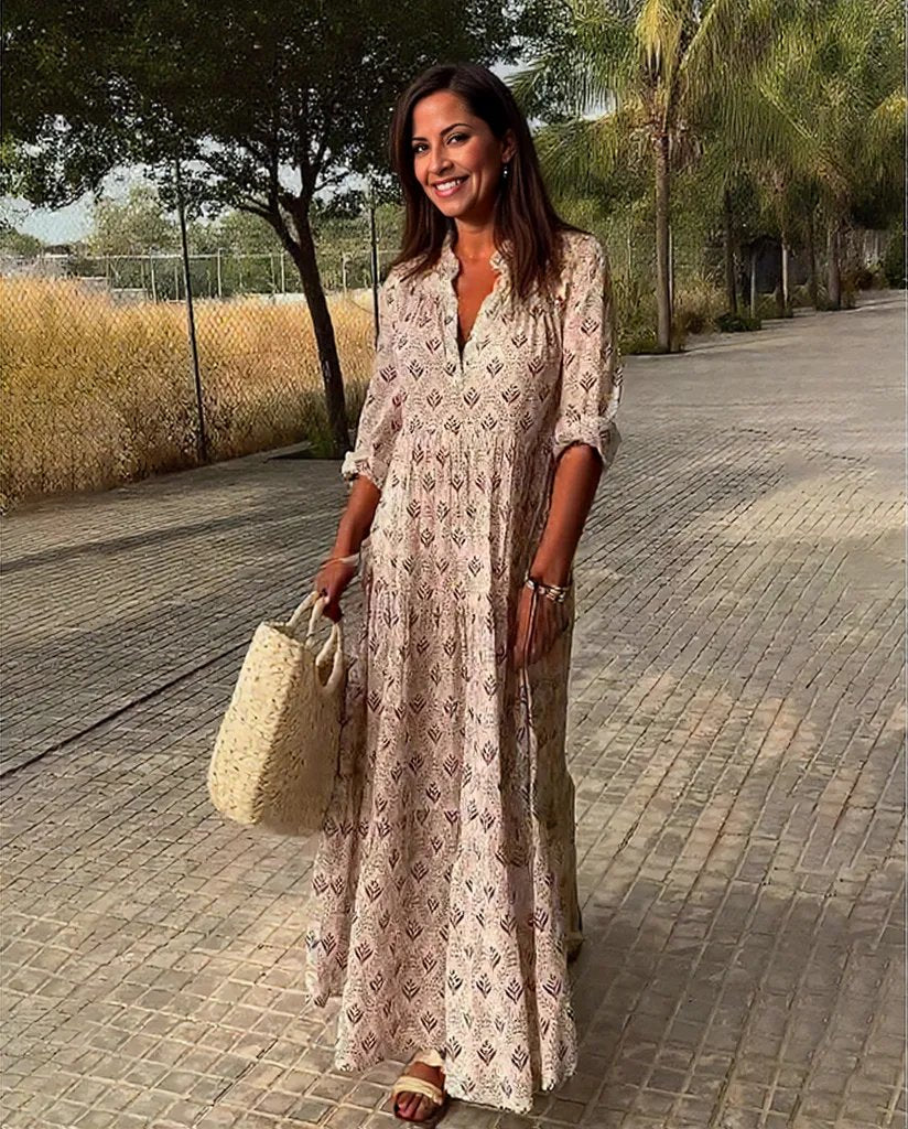 Lucy | Women's Bohemian Maxi Dress with Long Sleeves