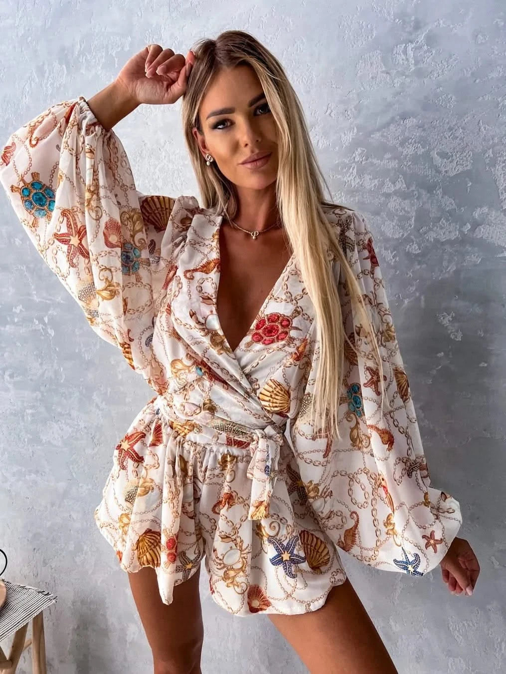 Grace | Chic Deep V-Neck Jumpsuit for Effortless Summer Style