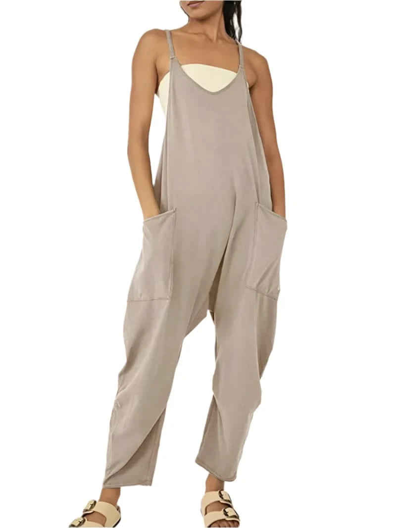Variant image for Womens Black Jumpsuit - Stylish Long Overall Romper with Adjustable Straps for Summer-23