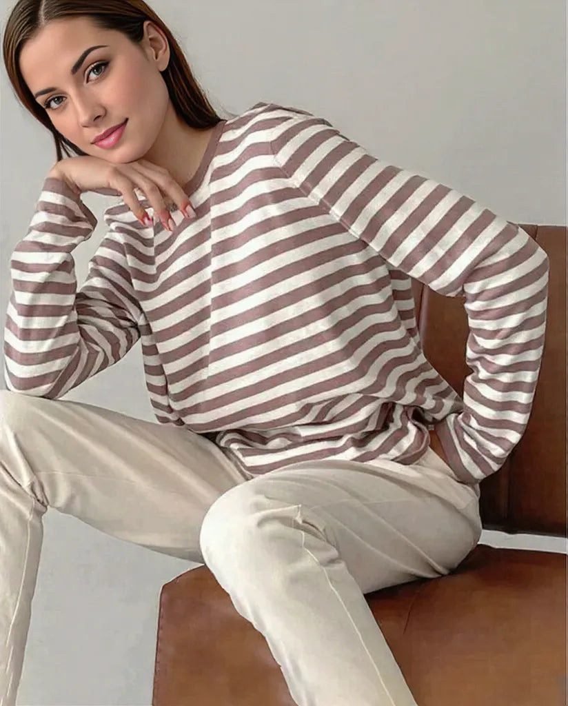 Sabrina | Effortlessly Stylish Striped Long Sleeve Top