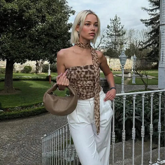 Women's Going Out Top Leopard Print Size M Tulle-3