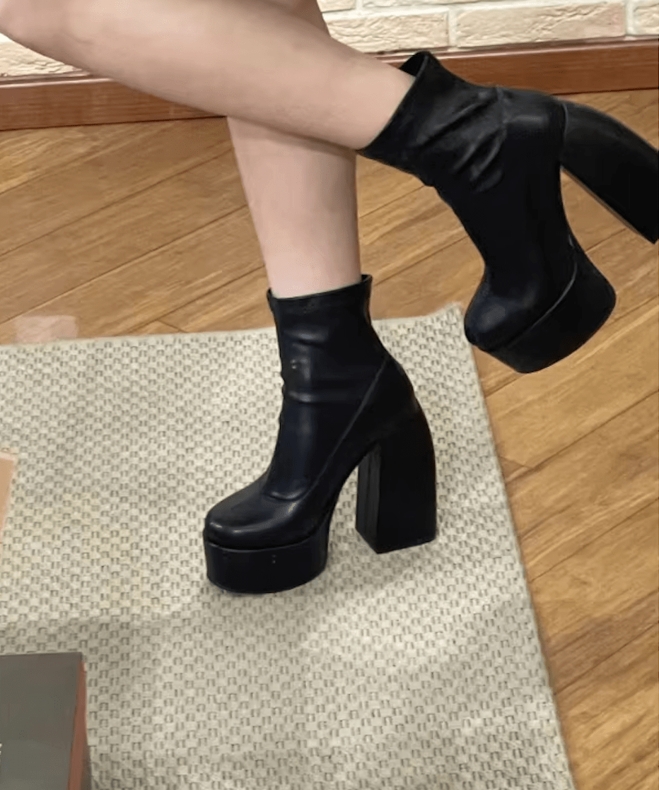 Chic and Cozy PU Leather High-Heeled Boots for Women