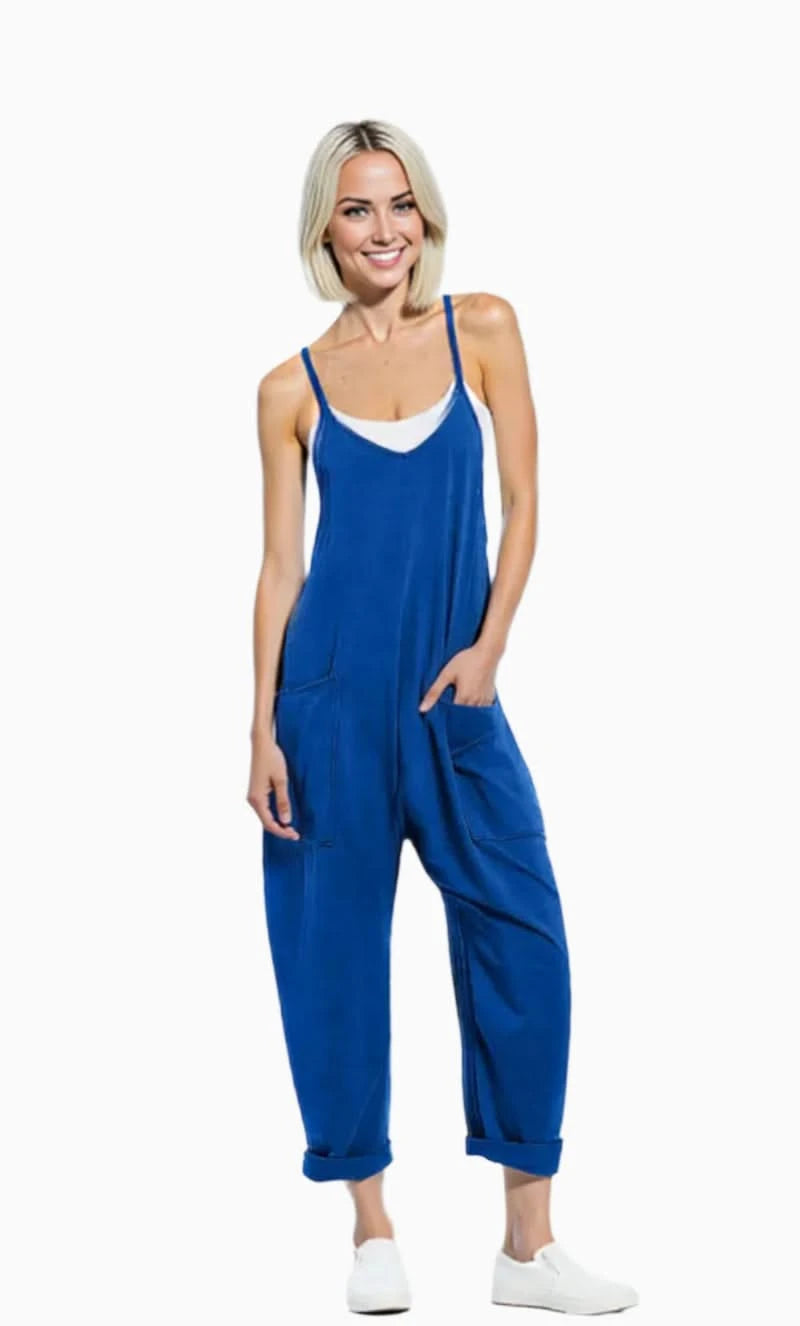 Variant image for Womens Black Jumpsuit - Stylish Long Overall Romper with Adjustable Straps for Summer-4