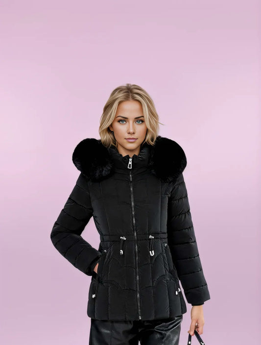 Padded Faux Fur Trim Parka Puffer Down Coat