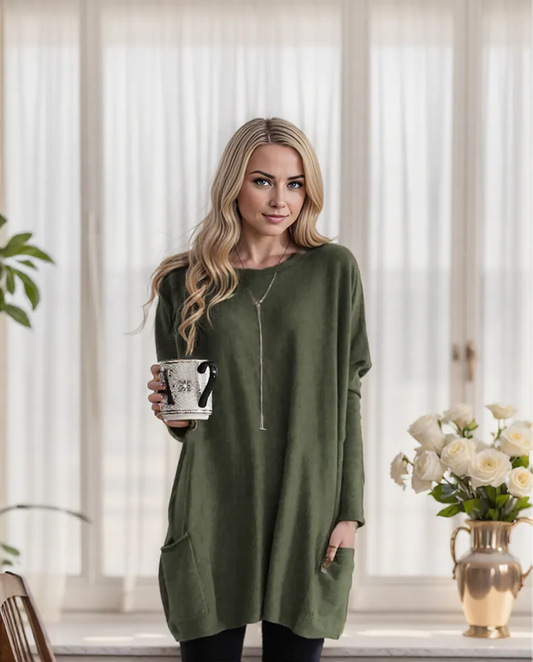 Phoebe | Comfortable Long Sweater with Pockets for Effortless Casual Chic