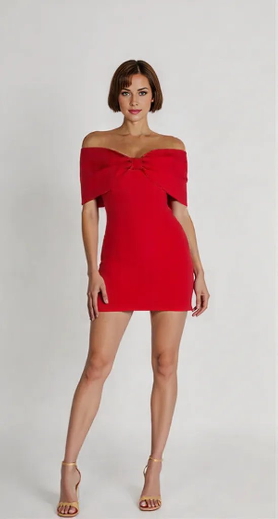 Off-Shoulder Bow Accent Mini Dress | Madeleine Bow Strapless Design