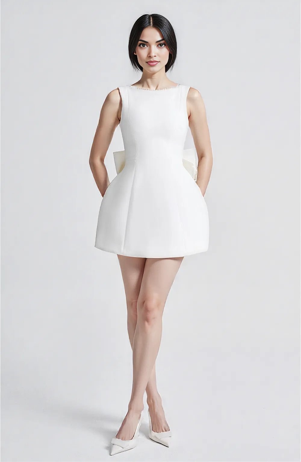 Beatrice | Sleeveless Bow-Back Mini Dress | Elegant Cocktail Gown