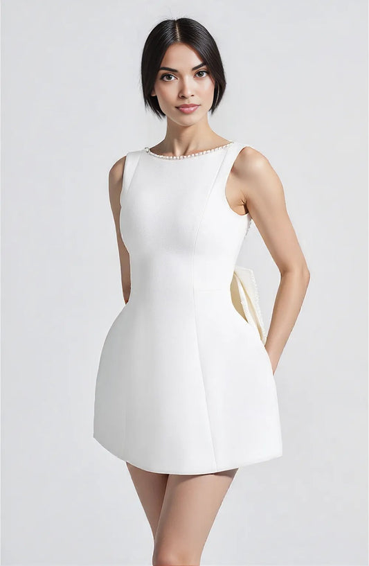 Beatrice | Sleeveless Bow-Back Mini Dress | Elegant Cocktail Gown