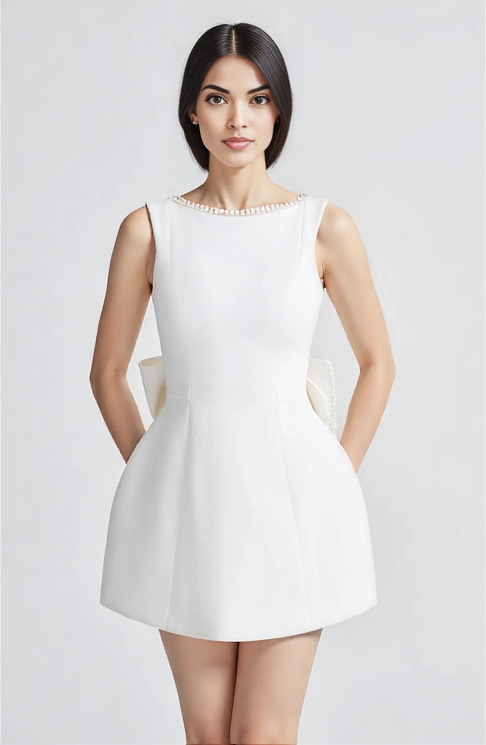 Beatrice | Sleeveless Bow-Back Mini Dress | Elegant Cocktail Gown