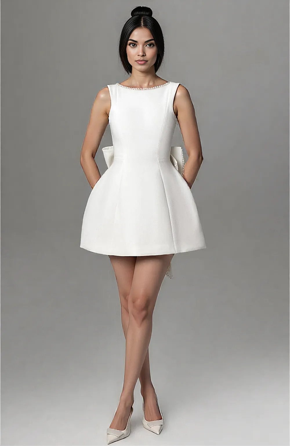 Beatrice | Sleeveless Bow-Back Mini Dress | Elegant Cocktail Gown