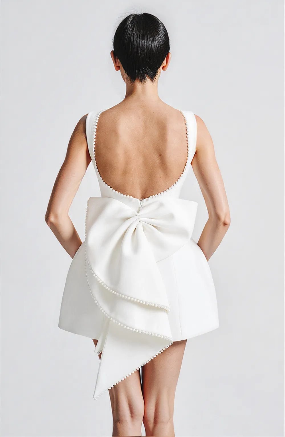 Beatrice | Sleeveless Bow-Back Mini Dress | Elegant Cocktail Gown