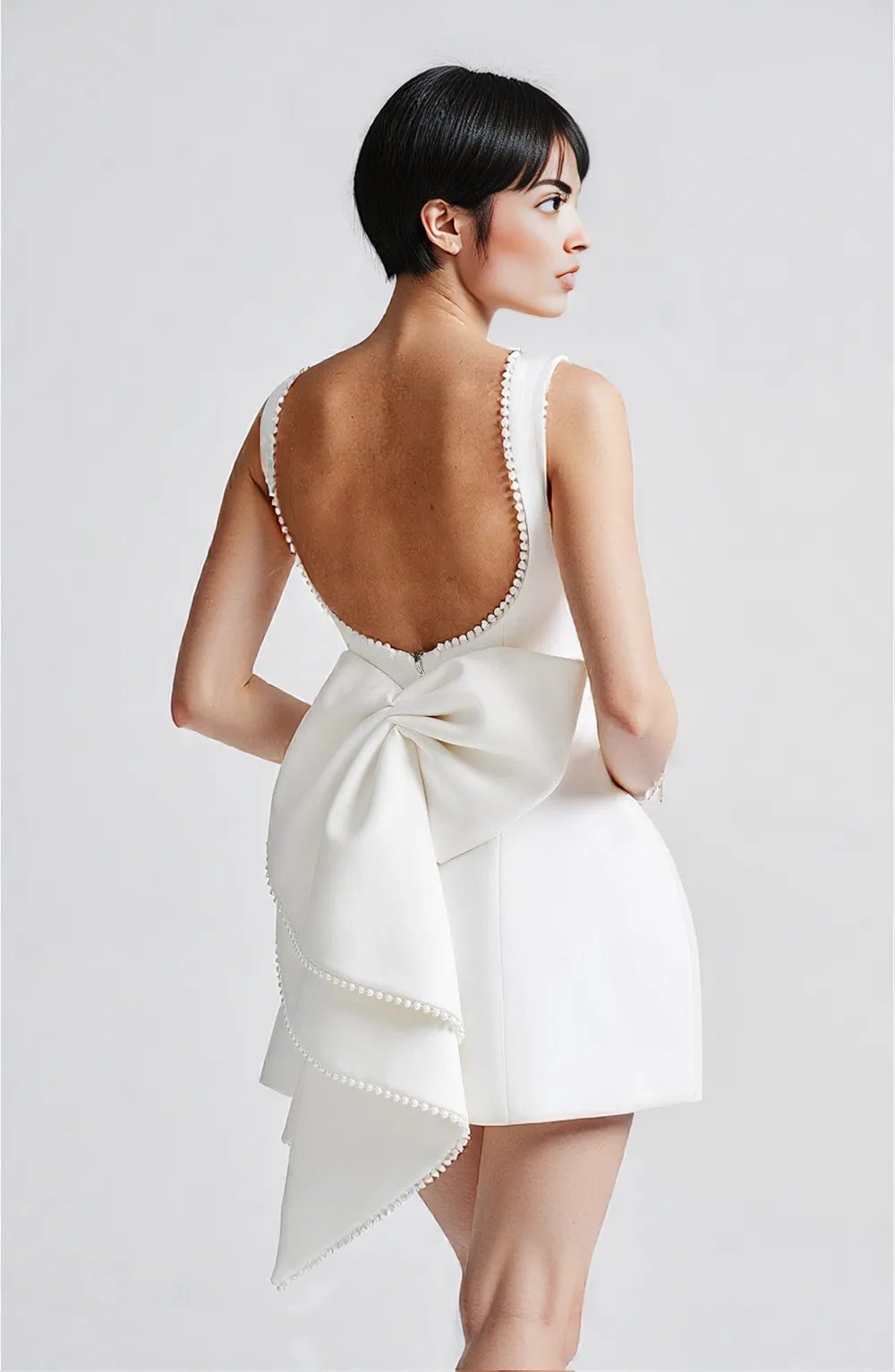 Beatrice | Sleeveless Bow-Back Mini Dress | Elegant Cocktail Gown