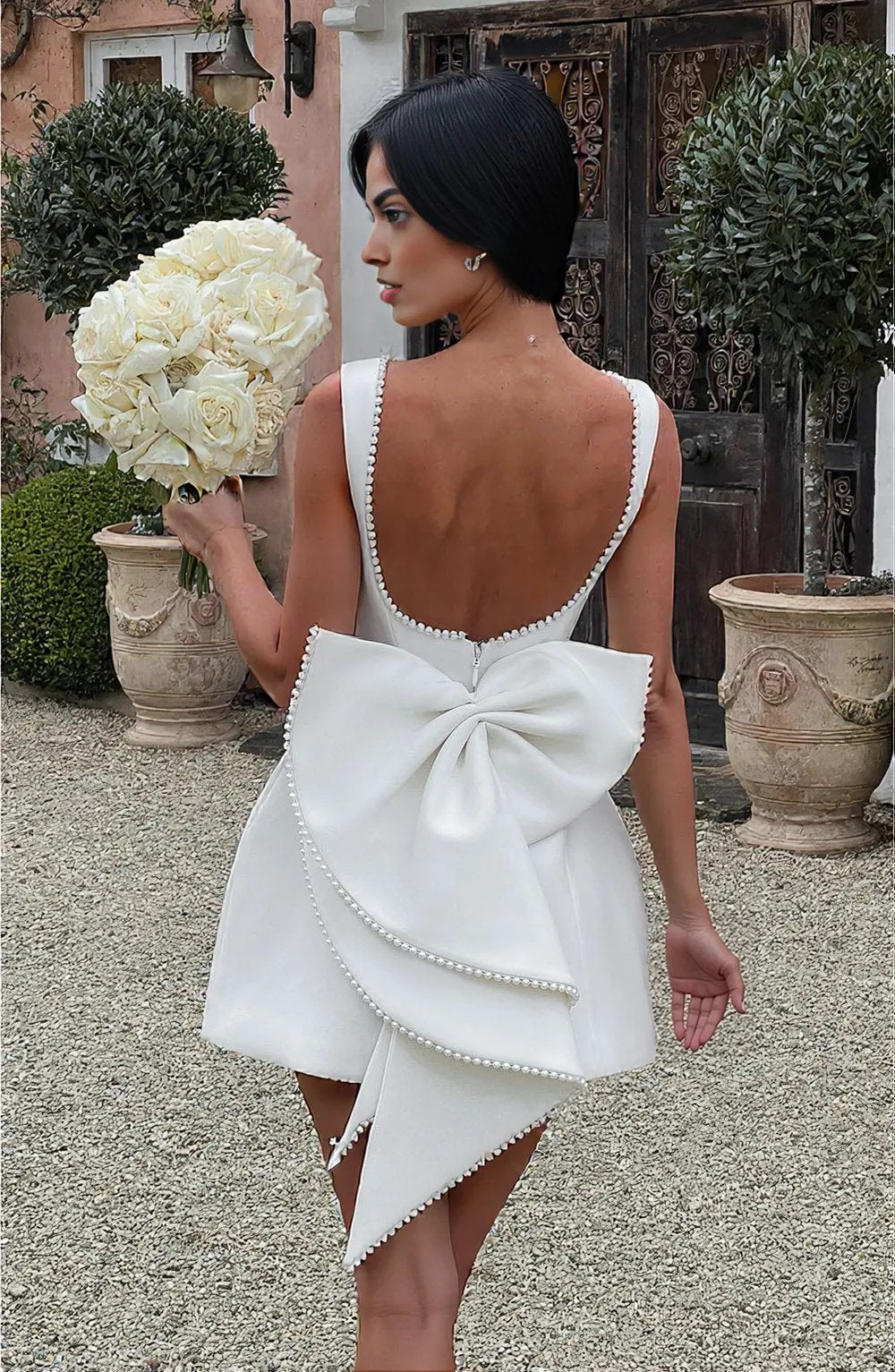 Beatrice | Sleeveless Bow-Back Mini Dress | Elegant Cocktail Gown