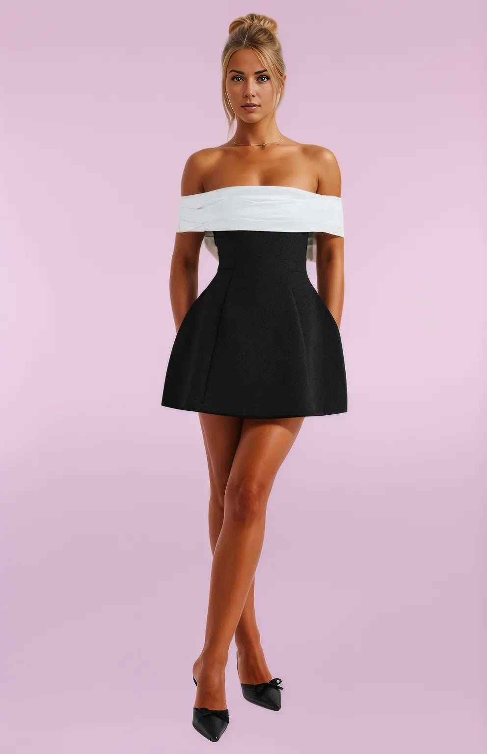 Nadia Mini Dress - Black/White