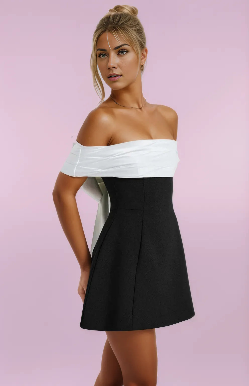 Nadia Mini Dress - Black/White