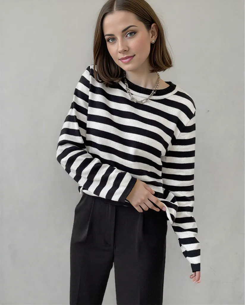 Sabrina | Effortlessly Stylish Striped Long Sleeve Top