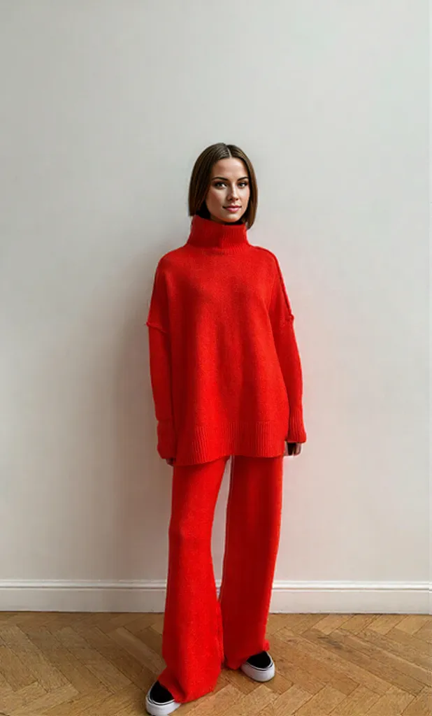 Yasmine | Women's Turtleneck Knit Pants Set