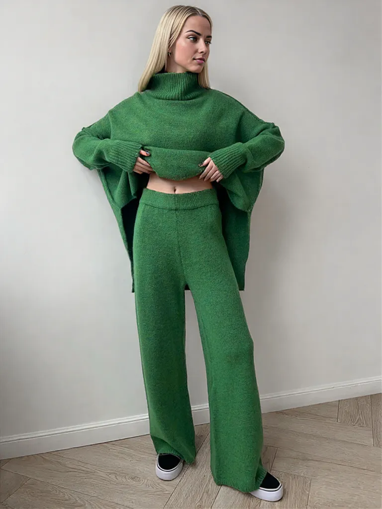 Yasmine | Women's Turtleneck Knit Pants Set