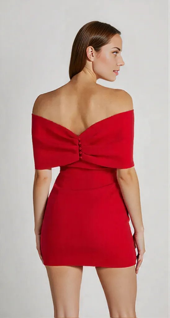 Off-Shoulder Bow Accent Mini Dress | Madeleine Bow Strapless Design