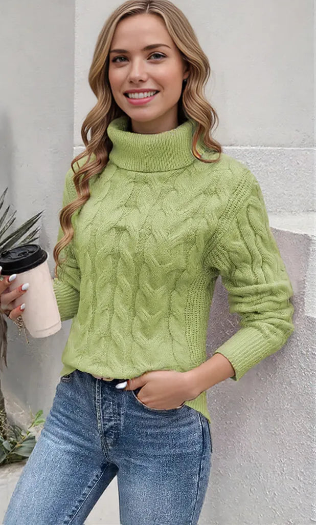 Cozy Cable-Knit Turtleneck Sweater for Women