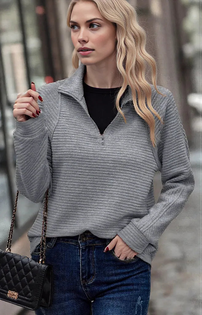 Ella | Women's Textured Quarter-Zip Sweater